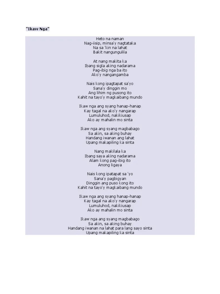 Ikaw Nga South Border (Lyrics) PDF