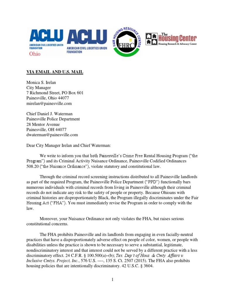 Letter To Painesville 22318Signed PDF Disparate Impact