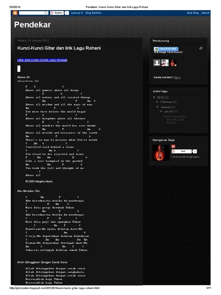 Kunci Kunci Gitar Dan Lirik Lagu Rohani PDF | PDF | Theology | God