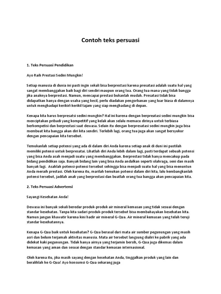 Contoh Teks Persuasi Beserta Strukturnya - Mosaicone