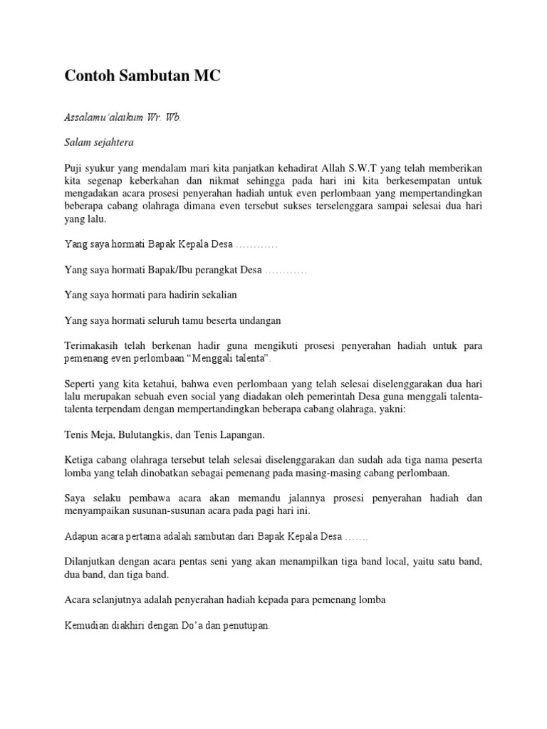 Contoh Sambutan MC | PDF