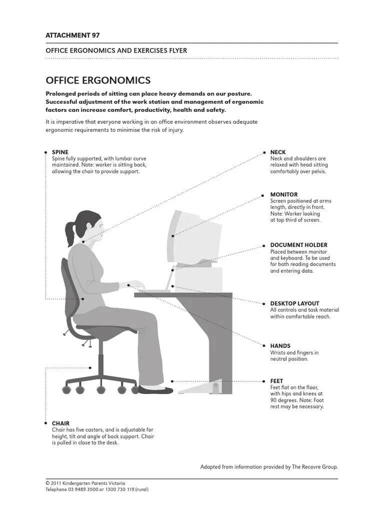 Office Ergonomics and Exercises Flyer Anatomical Terms Of Motion Chair