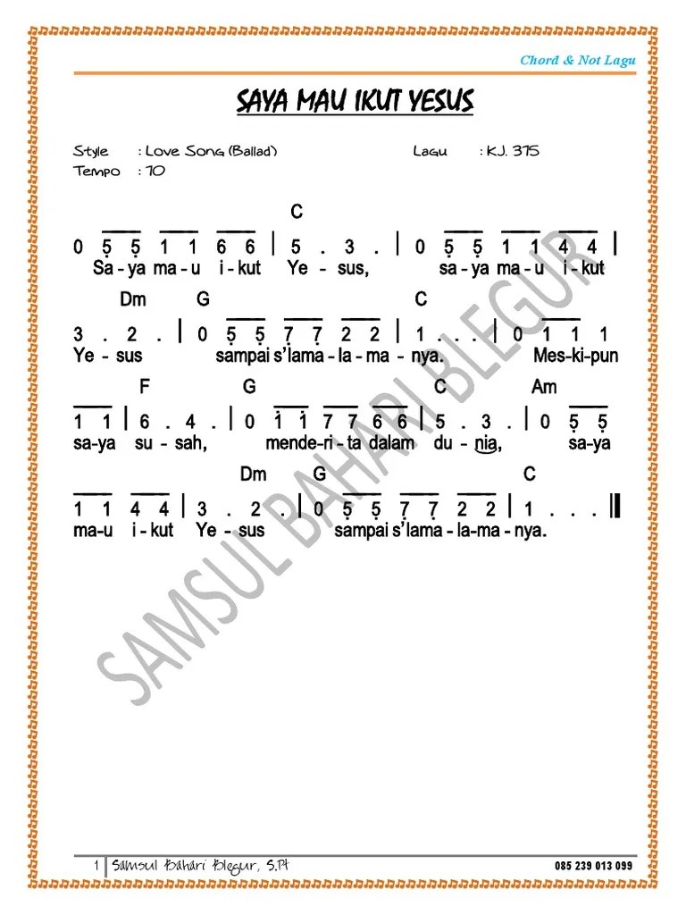 Saya Mau Ikut Yesus, KJ 375 (C) | PDF