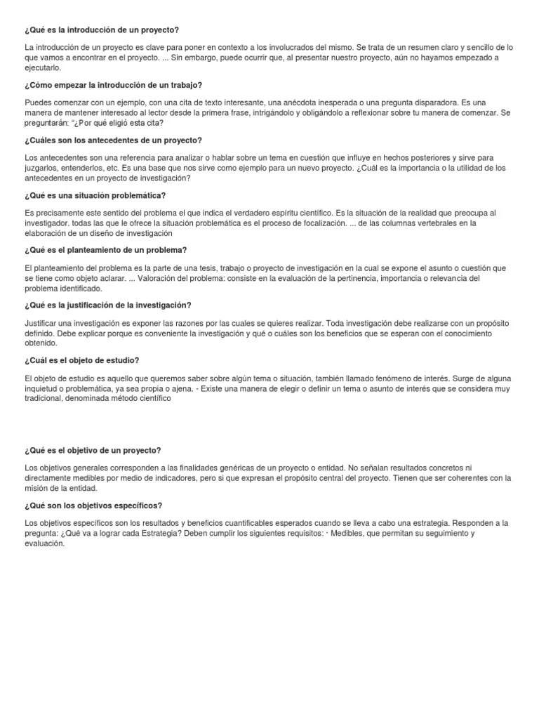 Ejemplos De Antecedentes De Un Proyecto De Investigacion Ejemplo Sencillo