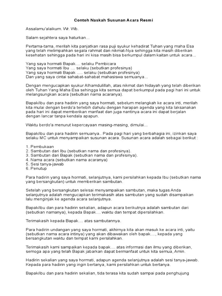 Contoh Susunan Acara Formal | PDF