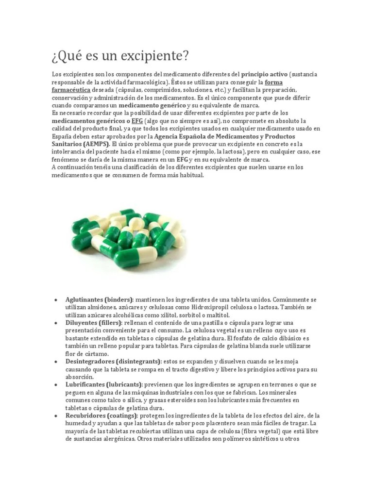Que Es Un Excipiente Medicamentos con receta Droga generica