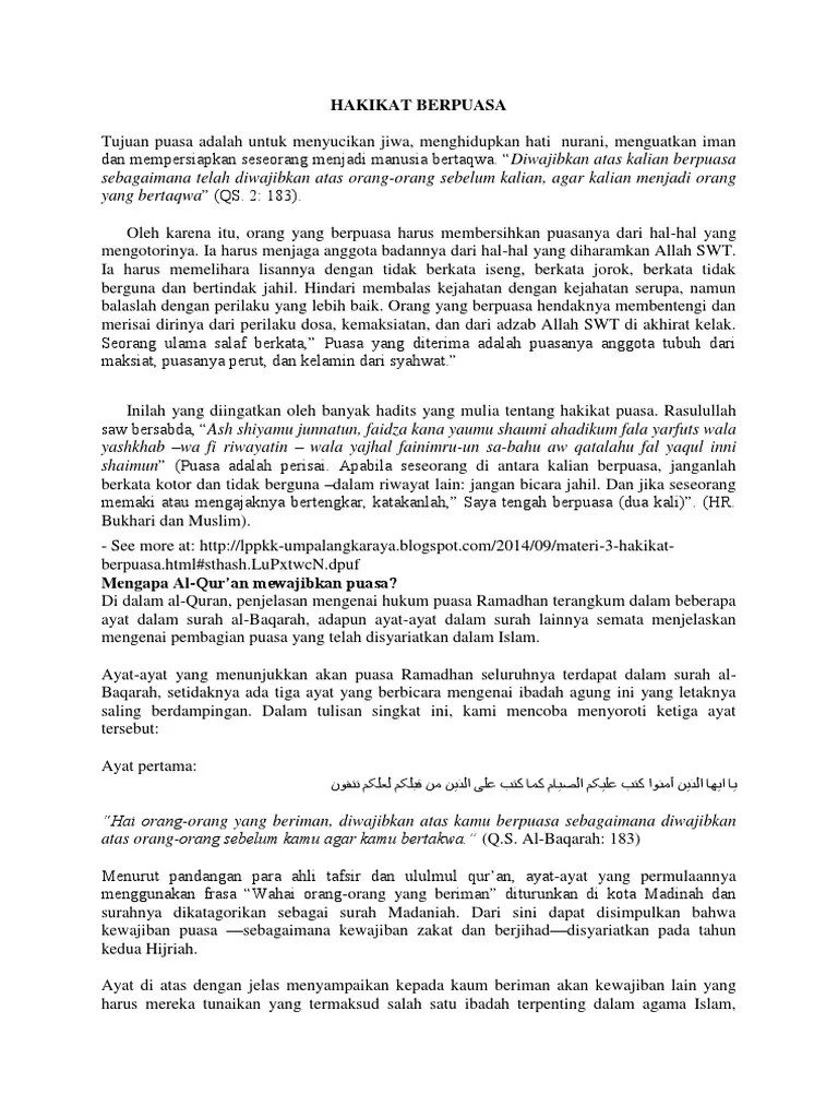 Hakikat Berpuasa | PDF