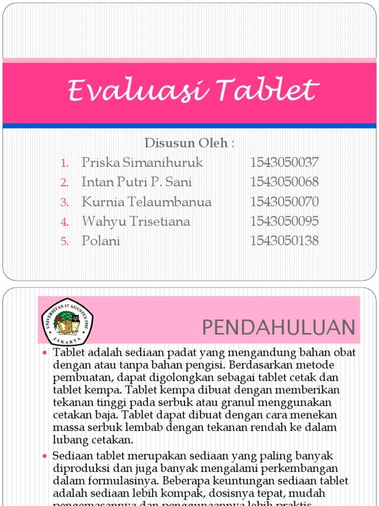 POWER POINT Evaluasi Tablet | PDF