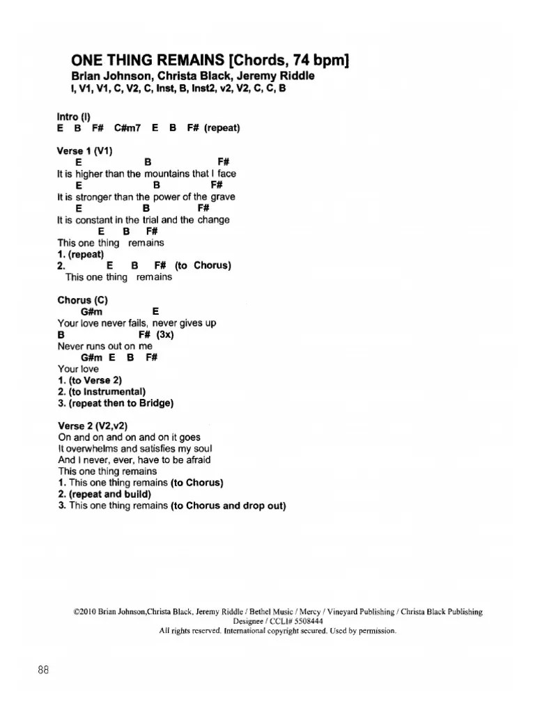 One Thing Remains Chords