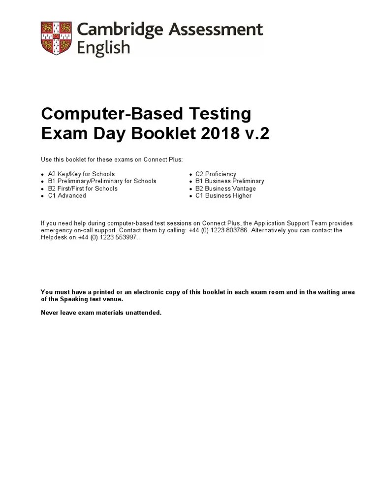 ComputerBased Testing Exam Day Booklet 2018 v.2 PDF Identity Document Test (Assessment)