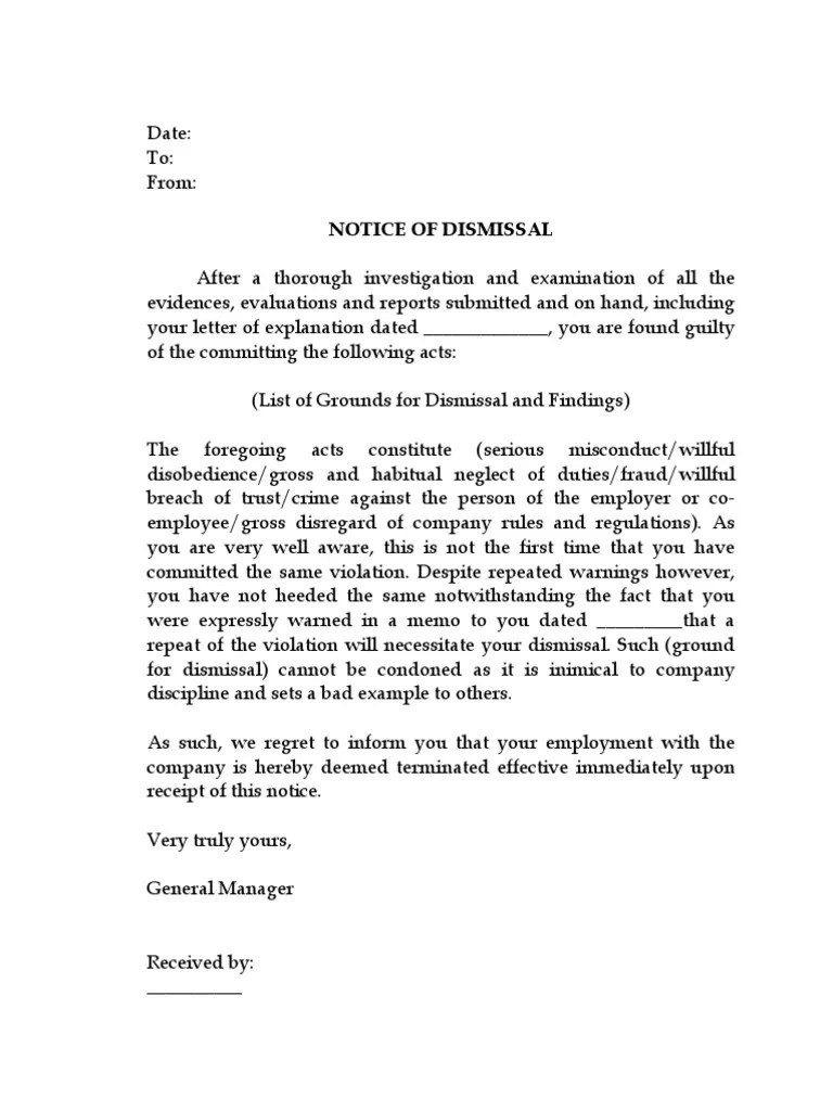 Notice of Dismissal