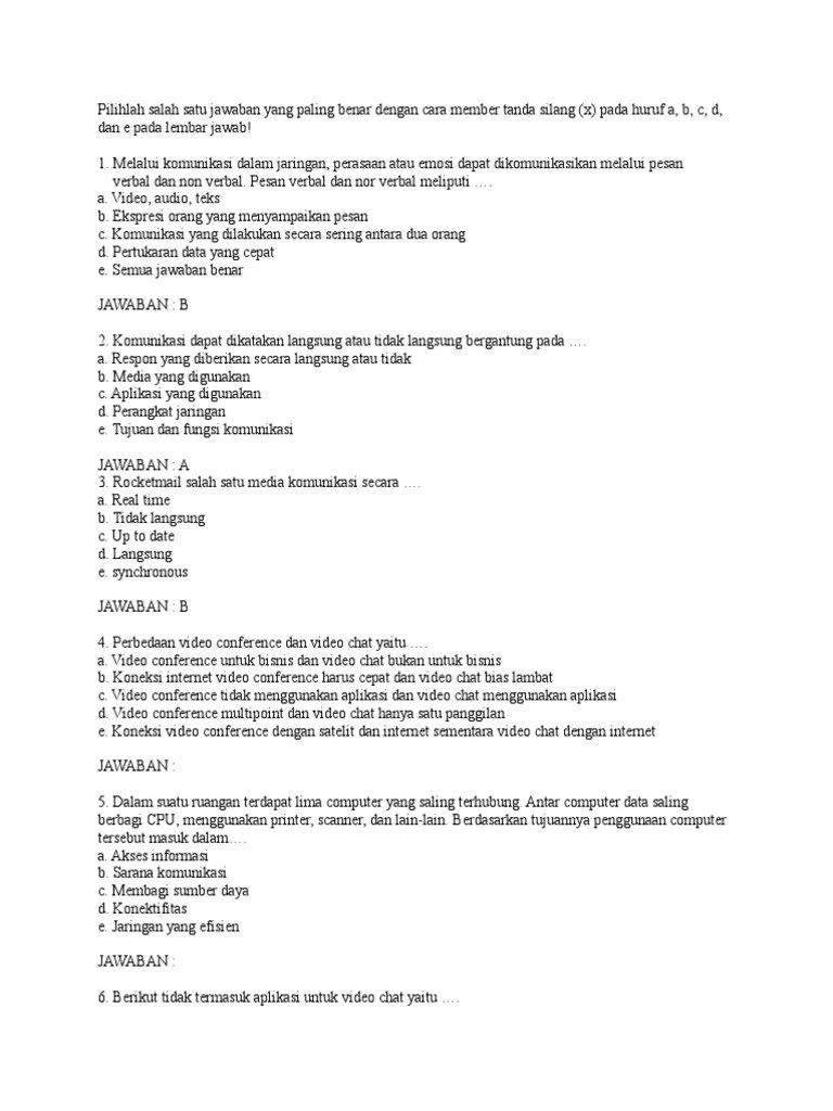 Pilihlah Salah Satu Jawaban Yang Paling Benar Dengan Cara Member Tanda  Silang | PDF