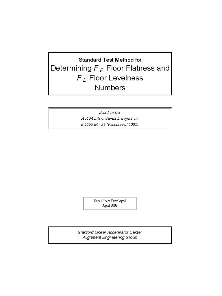 Determining F Floor Flatness and Floor Levelness Numbers Standard Test