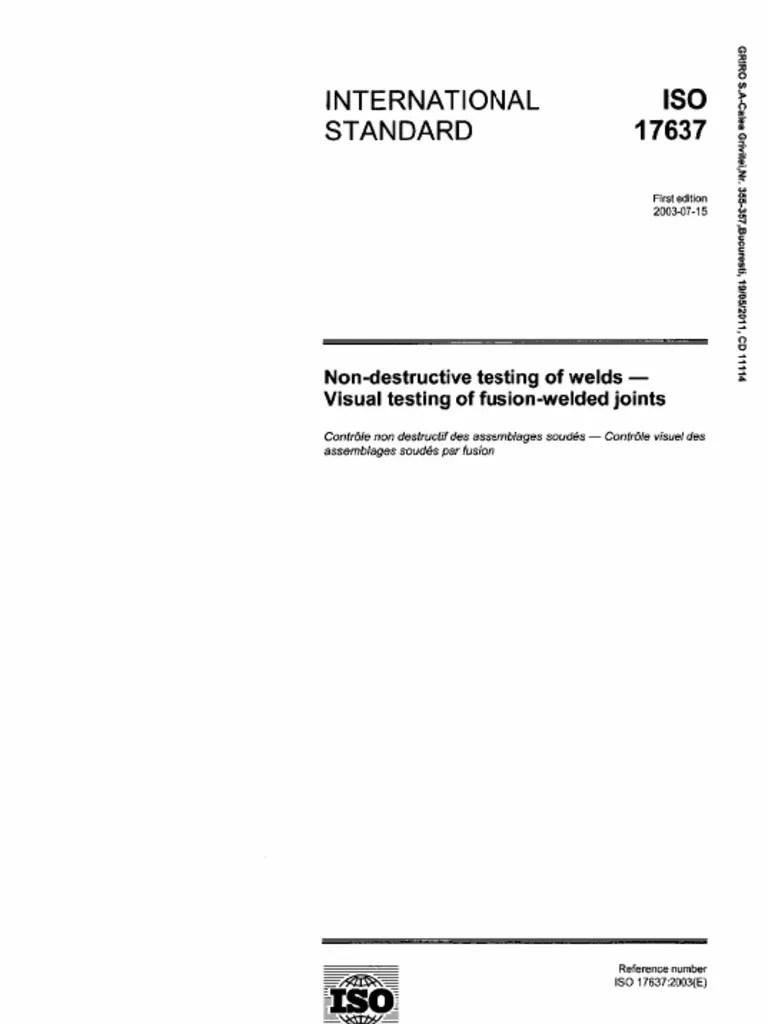 DIN EN ISO 17637 Non-destructive testing of welds GlobalSpec