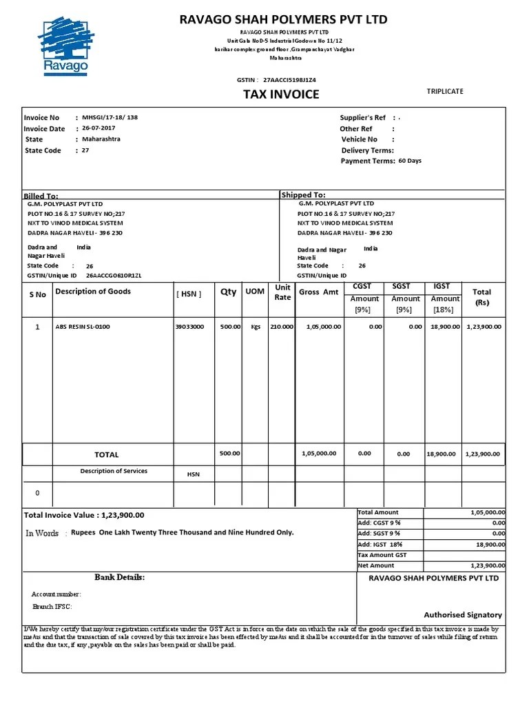 GM 3 PDF Invoice Taxes