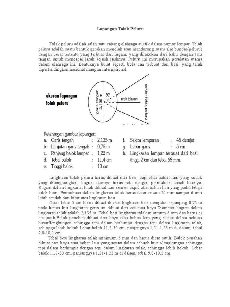 Gambar Dan Ukuran Lapangan Tolak Peluru Berbagai Ukuran