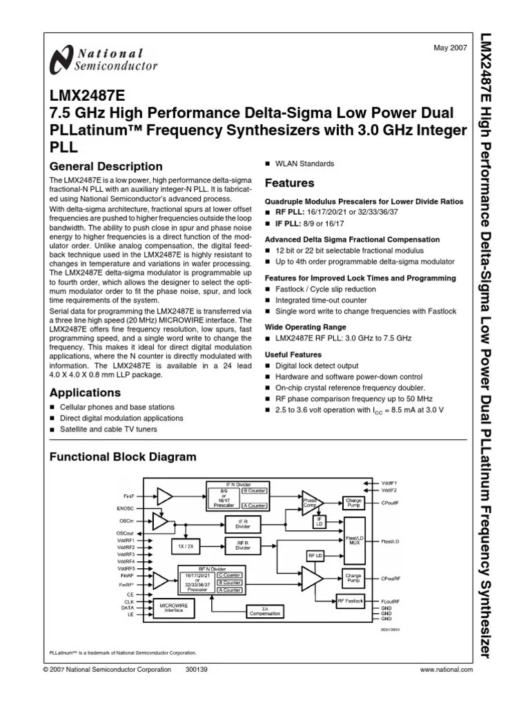 LMX2487E PDF Power Supply Detector (Radio)
