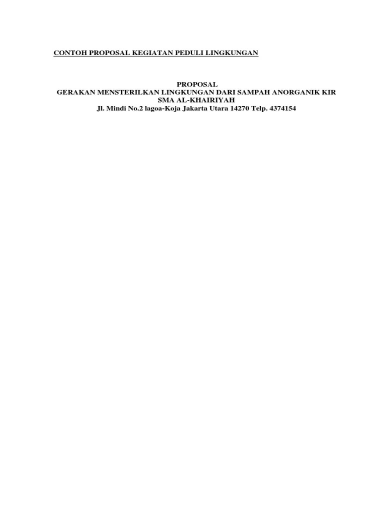 Contoh Proposal Kegiatan Peduli Lingkungan