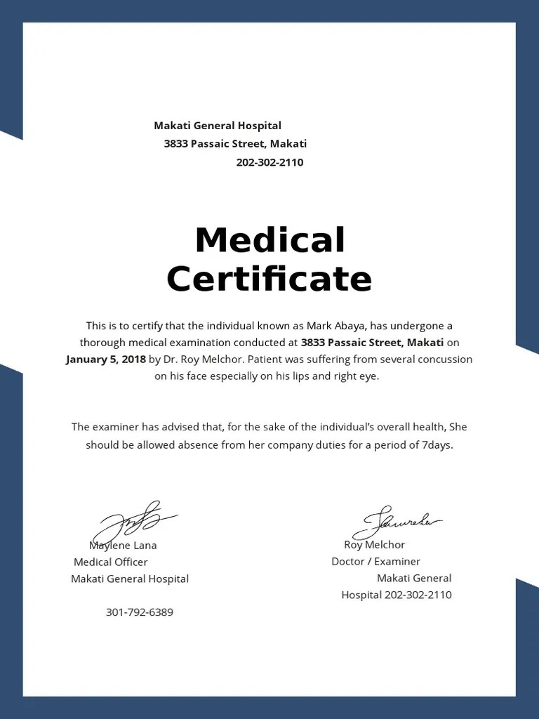 Medical Certificate Template PDF