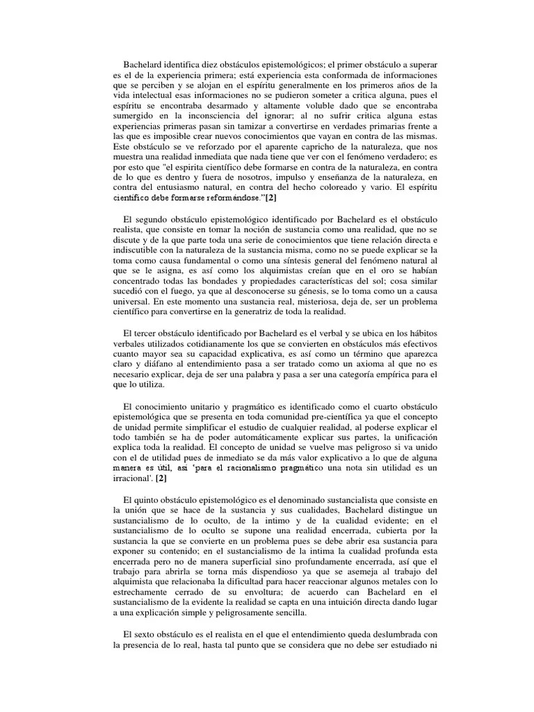 Bachelard Identifica Diez Obstáculos Epistemológicos Ciencia