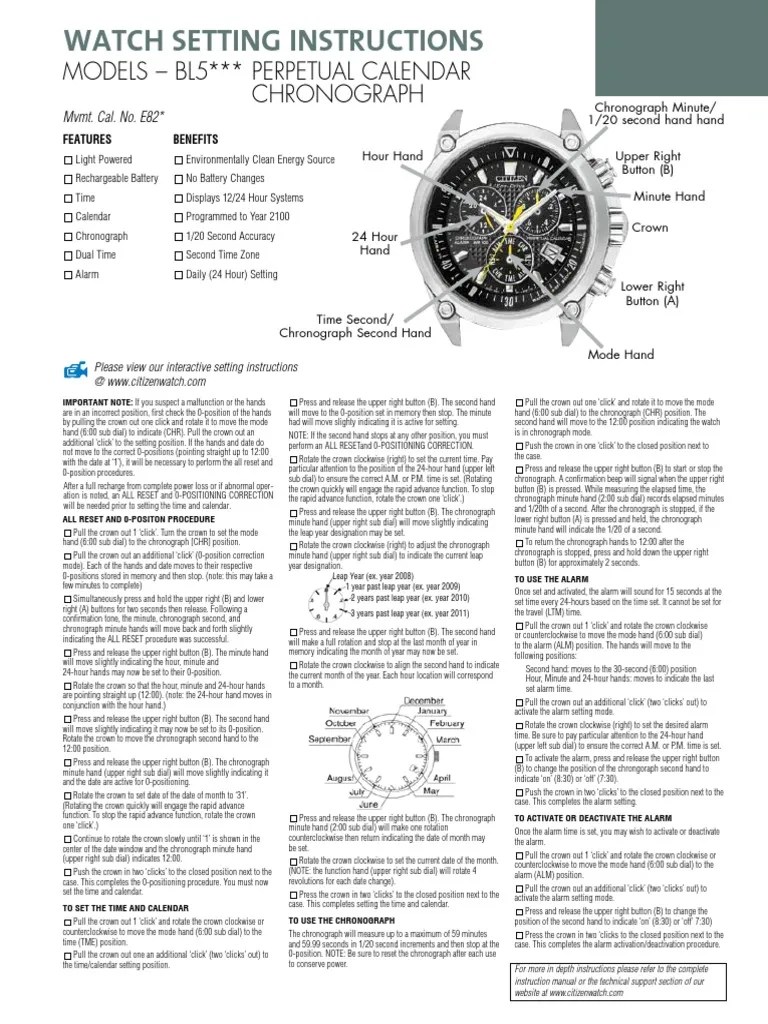 Citizen Watch Instructions | PDF | Portable Tools | Clock