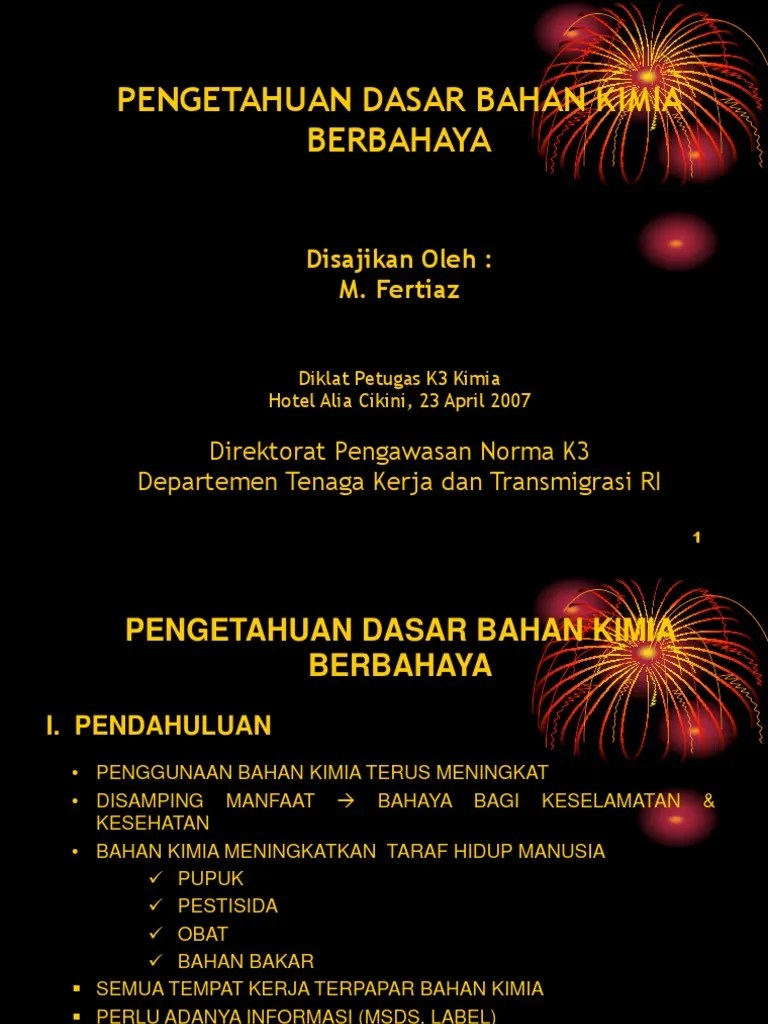 Pengetahuan Dasar Bahan Kimia Berbahaya