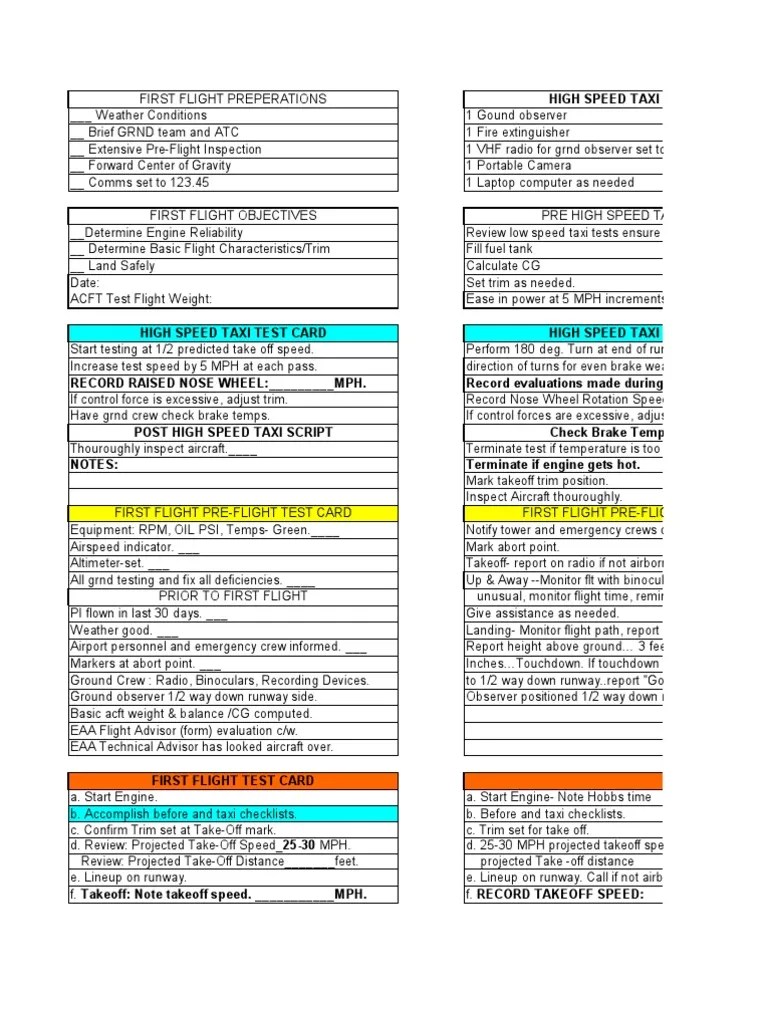 First Flight Test Card Takeoff Flight Free 30day Trial Scribd