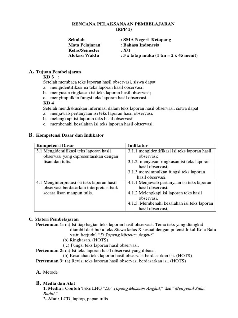 RPP Oke 3.1 Bahasa Indonesia | PDF