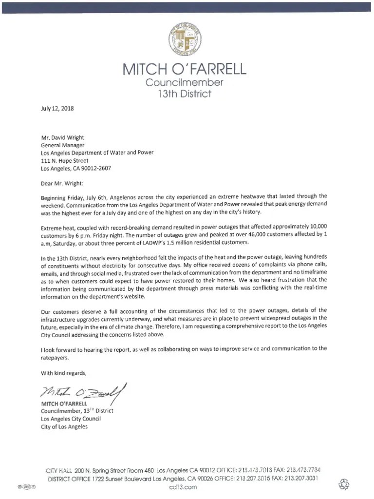 LADWP Outages Letter PDF