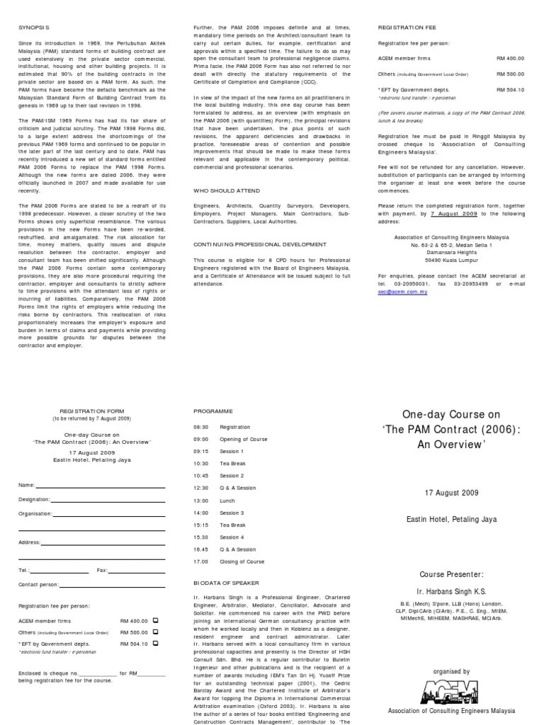 Synopsis Registration Fee (Fee Covers Course Materials, A Copy of The