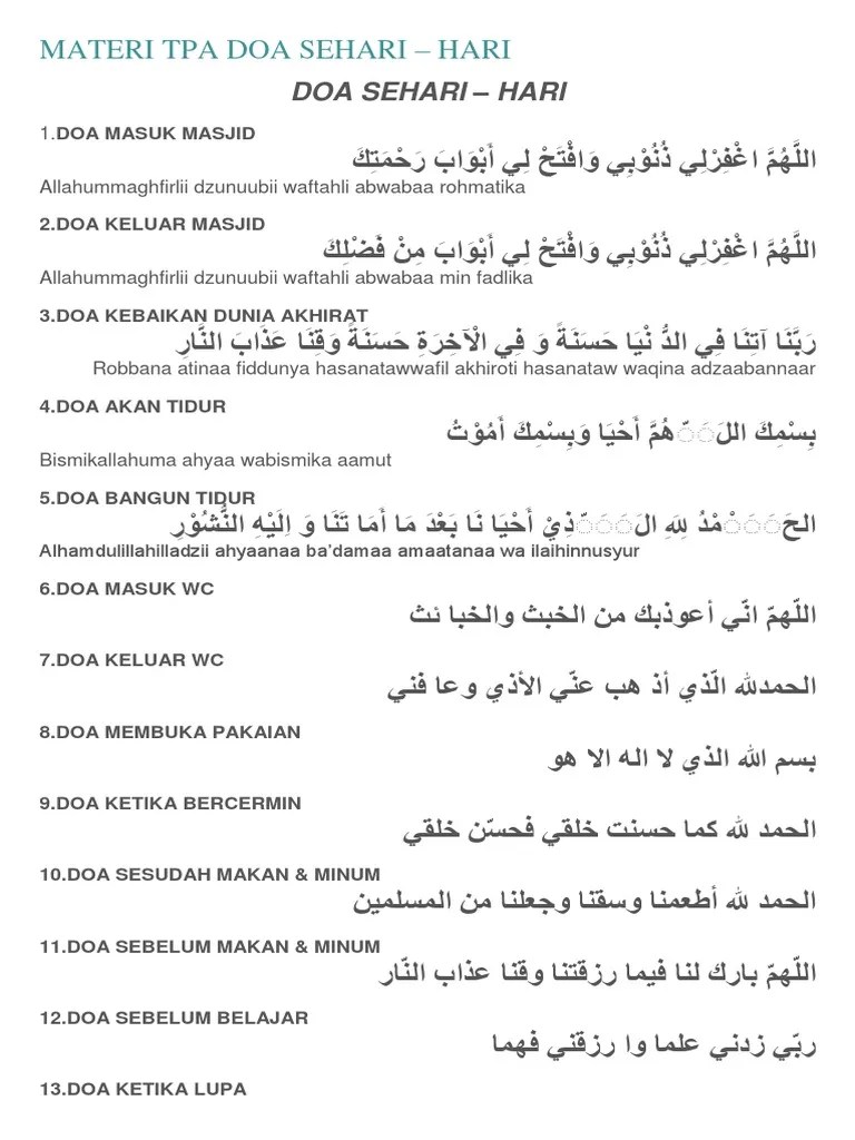 Materi Tpa Doa Sehari Hari | PDF