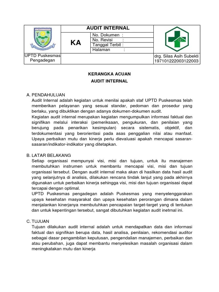 Kerangka Acuan Audit Internal PDF