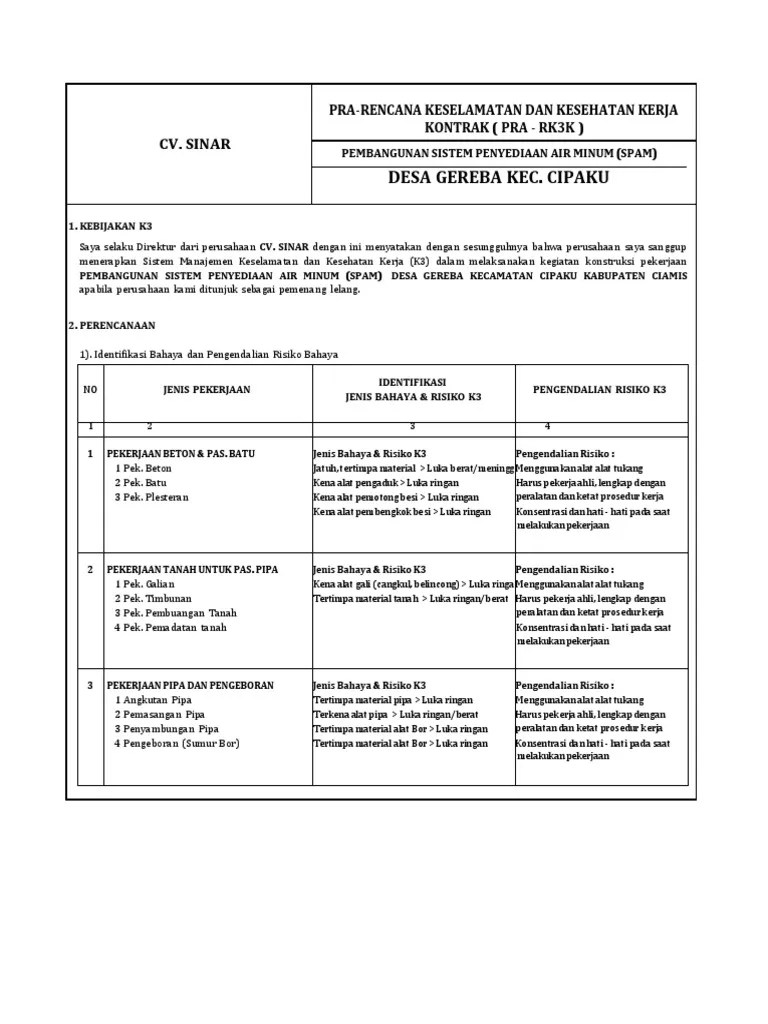Identifikasi Bahaya Dan Pengendalian Risiko Bahaya Pekerjaan Konstruksi