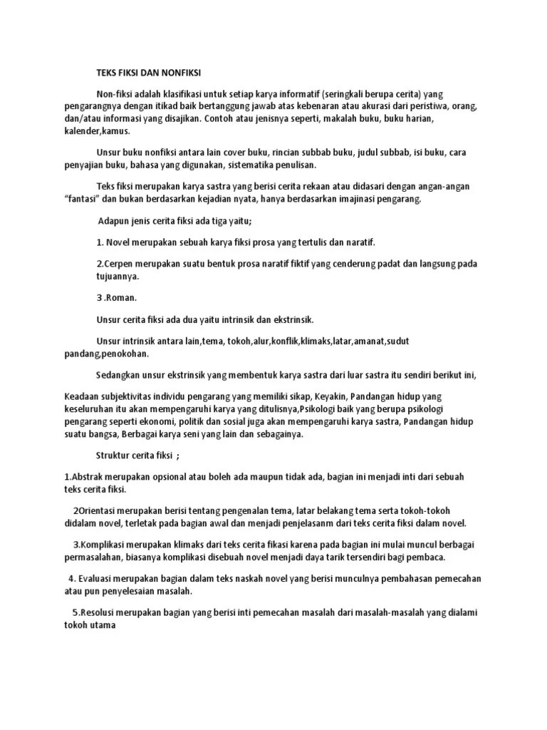 Teks Fiksi Dan Nonfiksi | PDF