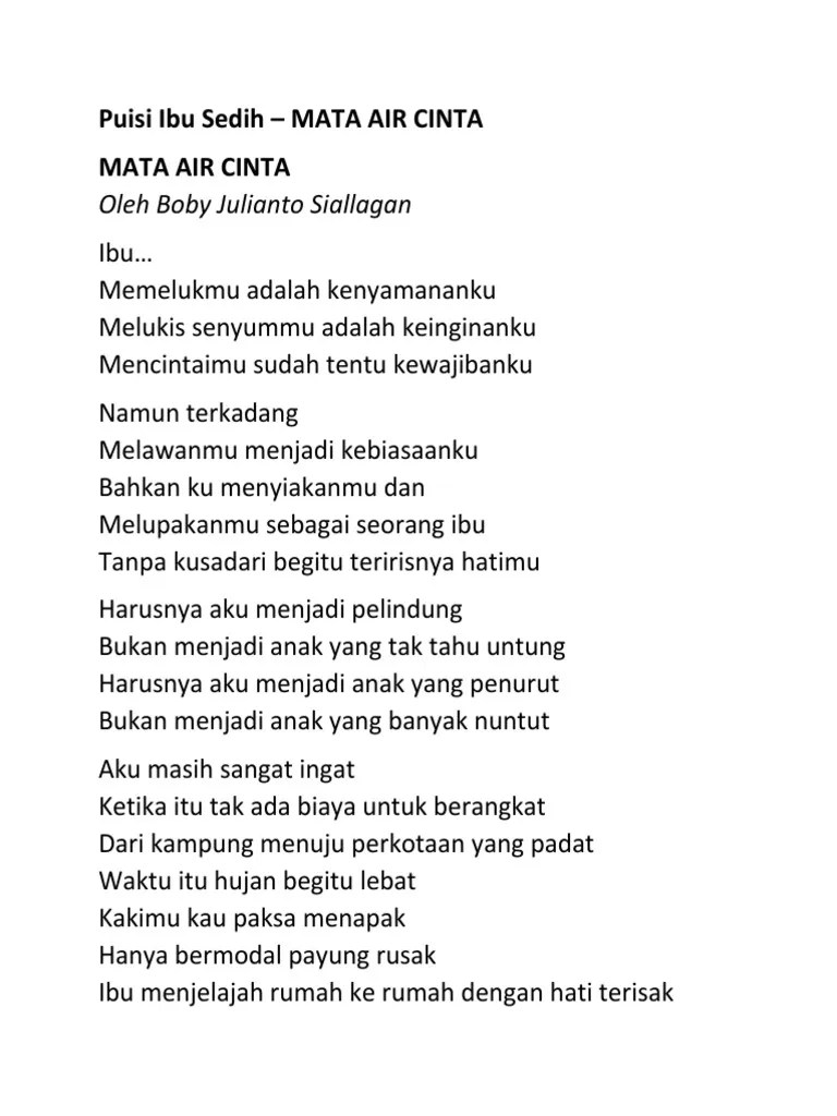 Puisi Ibu Paling Sedih Dan Panjang