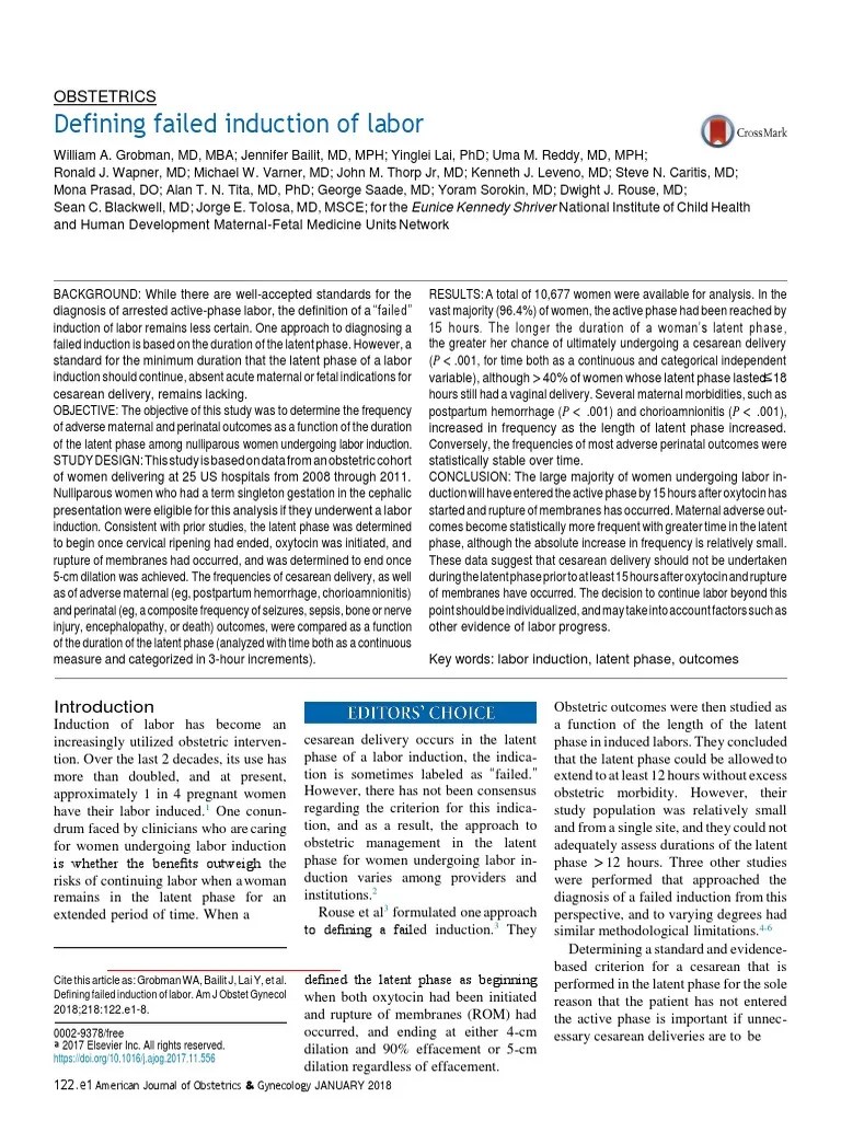 Defining Failed Induction of Labor PDF Caesarean Section Childbirth