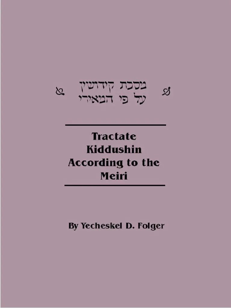 Tractate Kiddushin According To Meiri PDF PDF Talmud Judaism