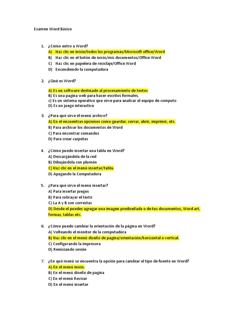 Examen Word Básico