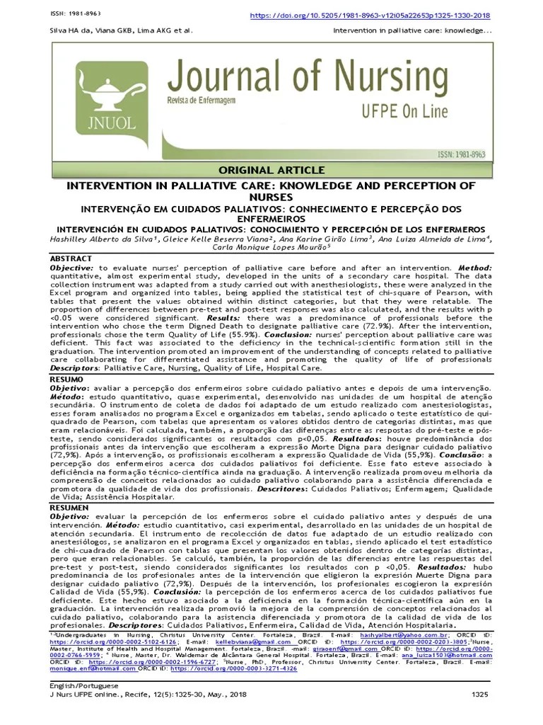 JURNAL INTERNASIONAL KEPERAWATAN PALIATIF Palliative Care Health Care