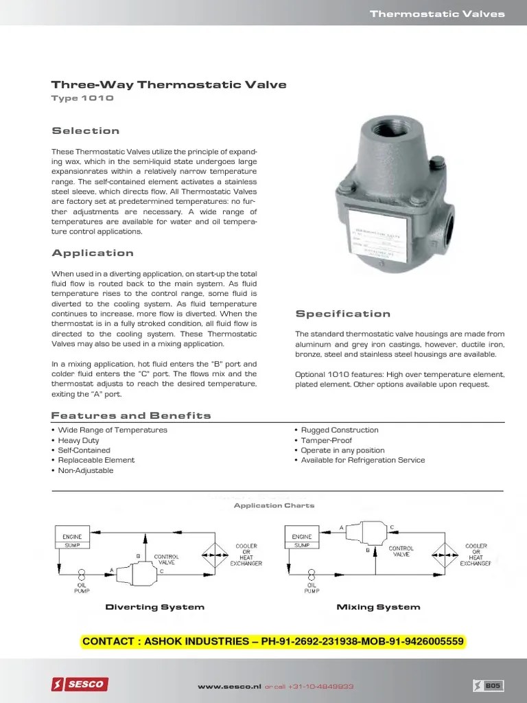ThreeWay Thermostatic Valve Selection PDF Valve Thermostat