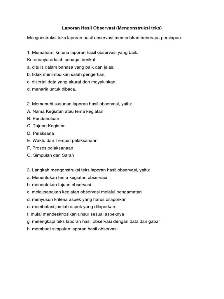 Laporan Hasil Observasi | PDF