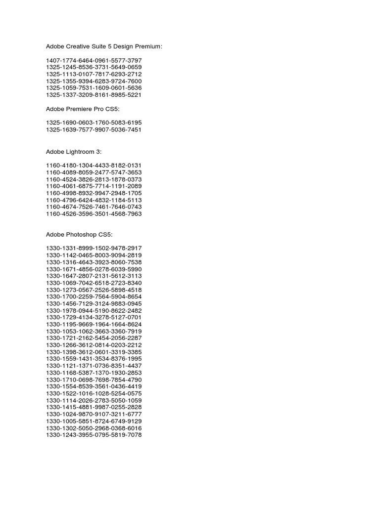Adobe Creative Suite 5 Design Premium Serial Number