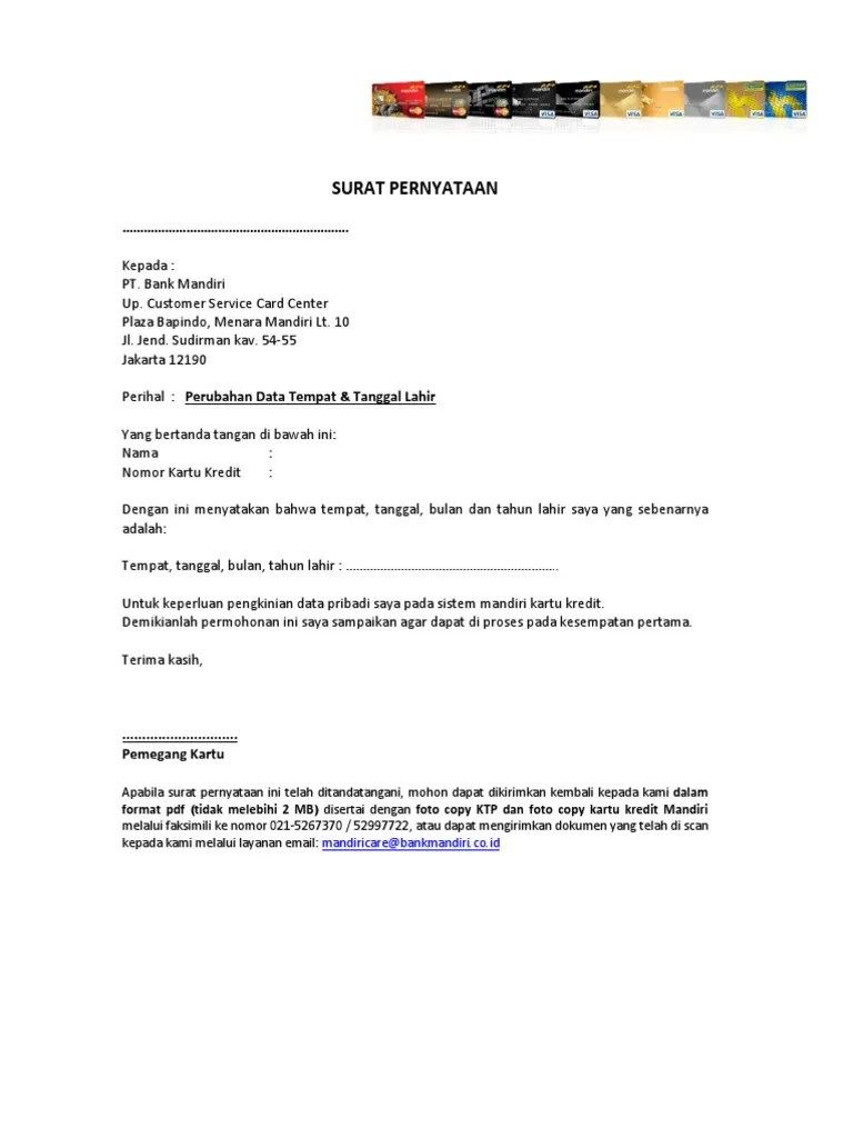 Surat Pernyataan Perubahan Data Tanggal Lahir | PDF