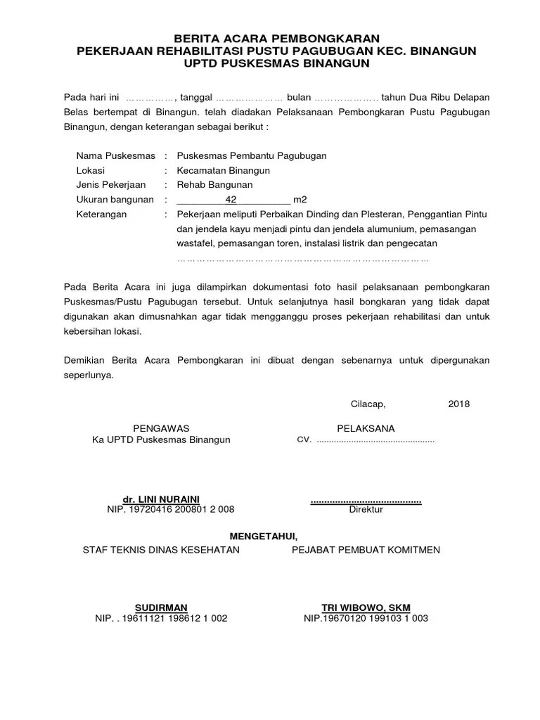 Ba Pembongkaran Rehab Pustu | PDF