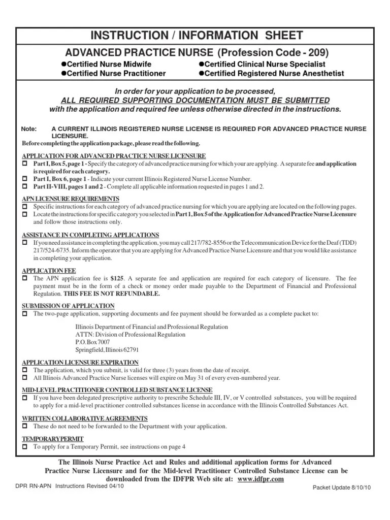 APN License Illinois PDF Nurse Practitioner Advanced Practice