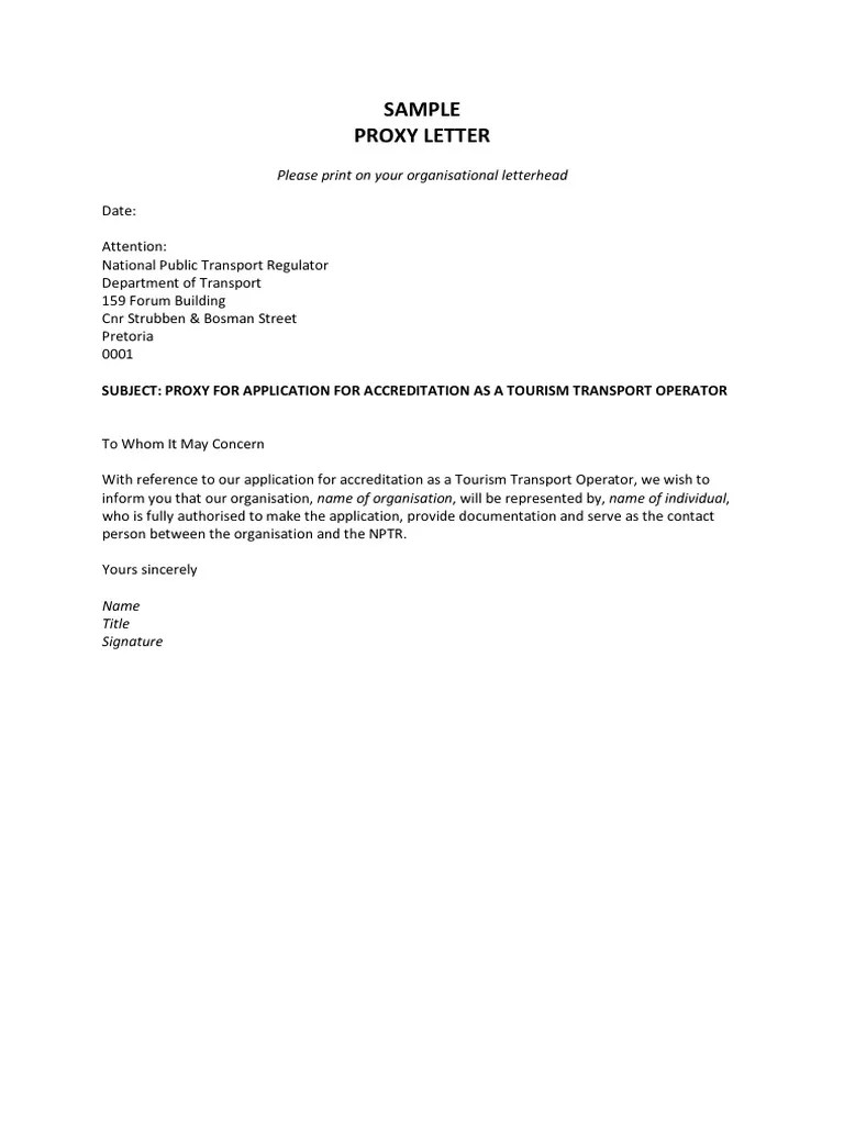 Sample Proxy Letter PDF