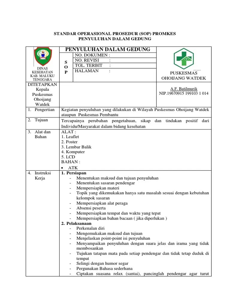 Sop Penyuluhan Dalam Gedung | PDF