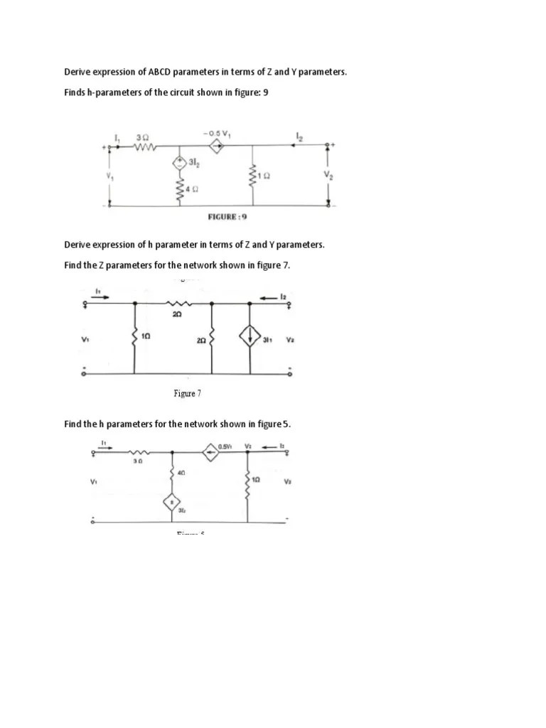 Derive Expression of ABCD Parameters in Terms of Z and Y Parameters