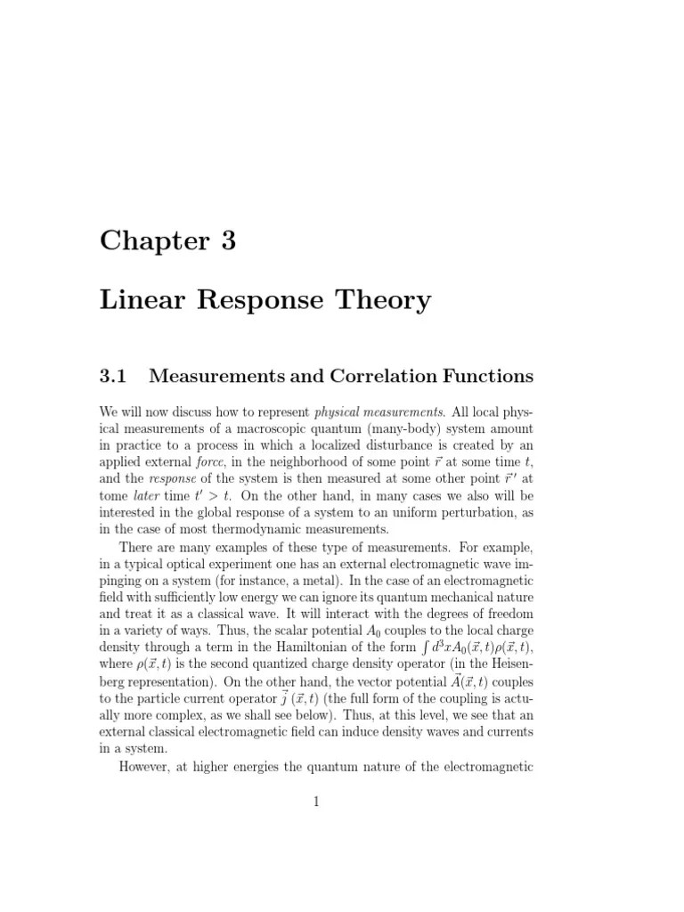 Linear Response Theory 3.1 Measurements and Correlation Functions