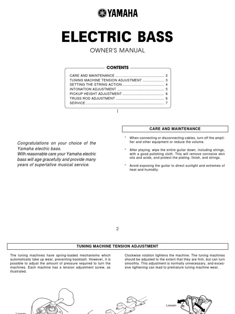 BASS SETUP Yamaha Bass Manual PDF Guitars Bass Guitar